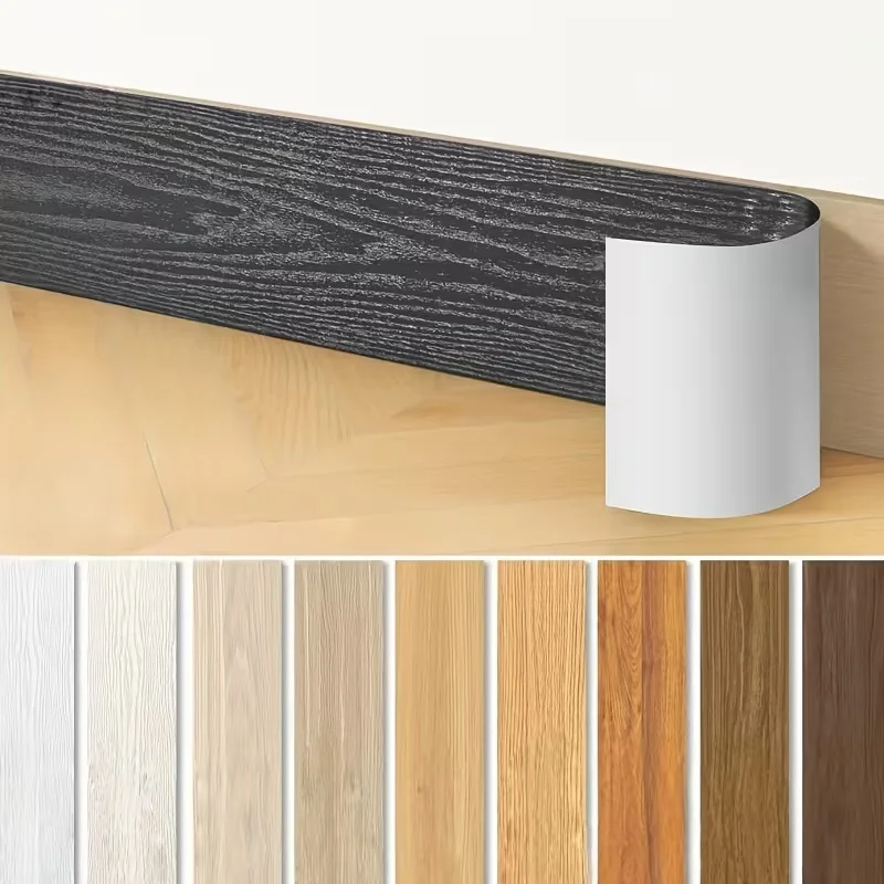 Thickened Wood Grain Skirting Line Wall Sticker - Self-Adhesive Decorative Border