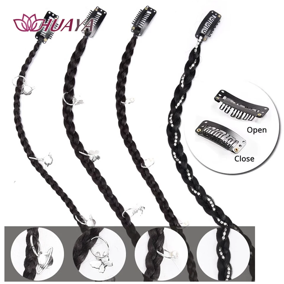 2pcs Synthetic Clip in Braid Hair Extensions With Strong BB Clip Braid Ponytail Fake Hair for Women Daily/Party Wear