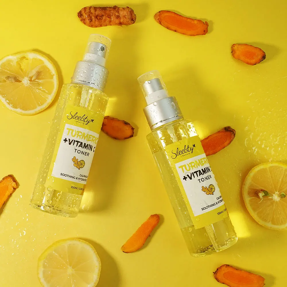 Sleebty Turmeric Vitamin C Toner Whitening Facial Toner Brightening Moisturizing Tumeric Face Mist Spray Shrink Pores Skin Care