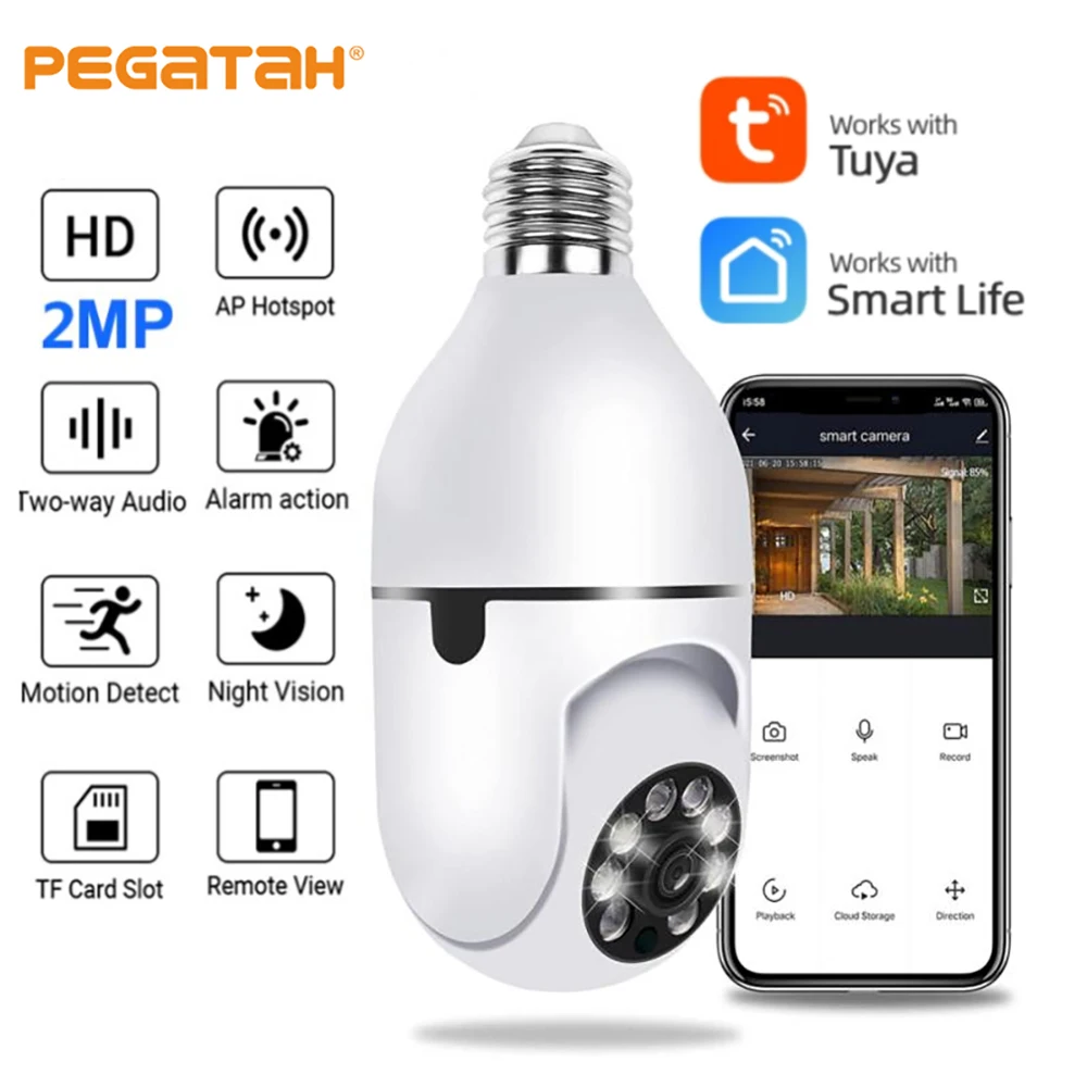 

IP-камера Tuya с Wi-Fi, E27, 1080P, HD, ночное видение