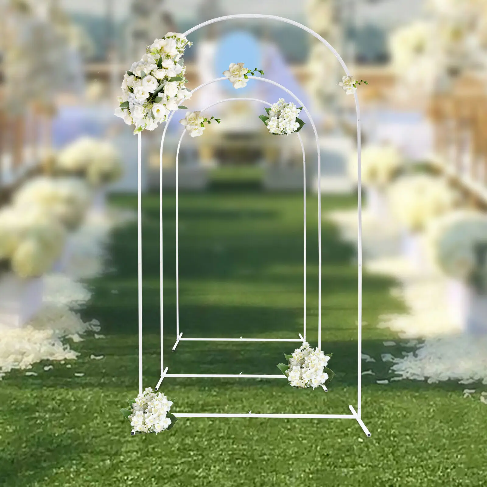 Metal Stand Wedding Arch Backdrop Stand Balloon Arch Backdrop For Ceremony Party Yard Venue Decor 3Pcs