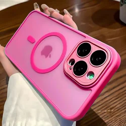 Matte Translucent MagSafe - Compatible Lens Protection Case with Wireless Charging - iPhone 14 Pro (Glitter pink)