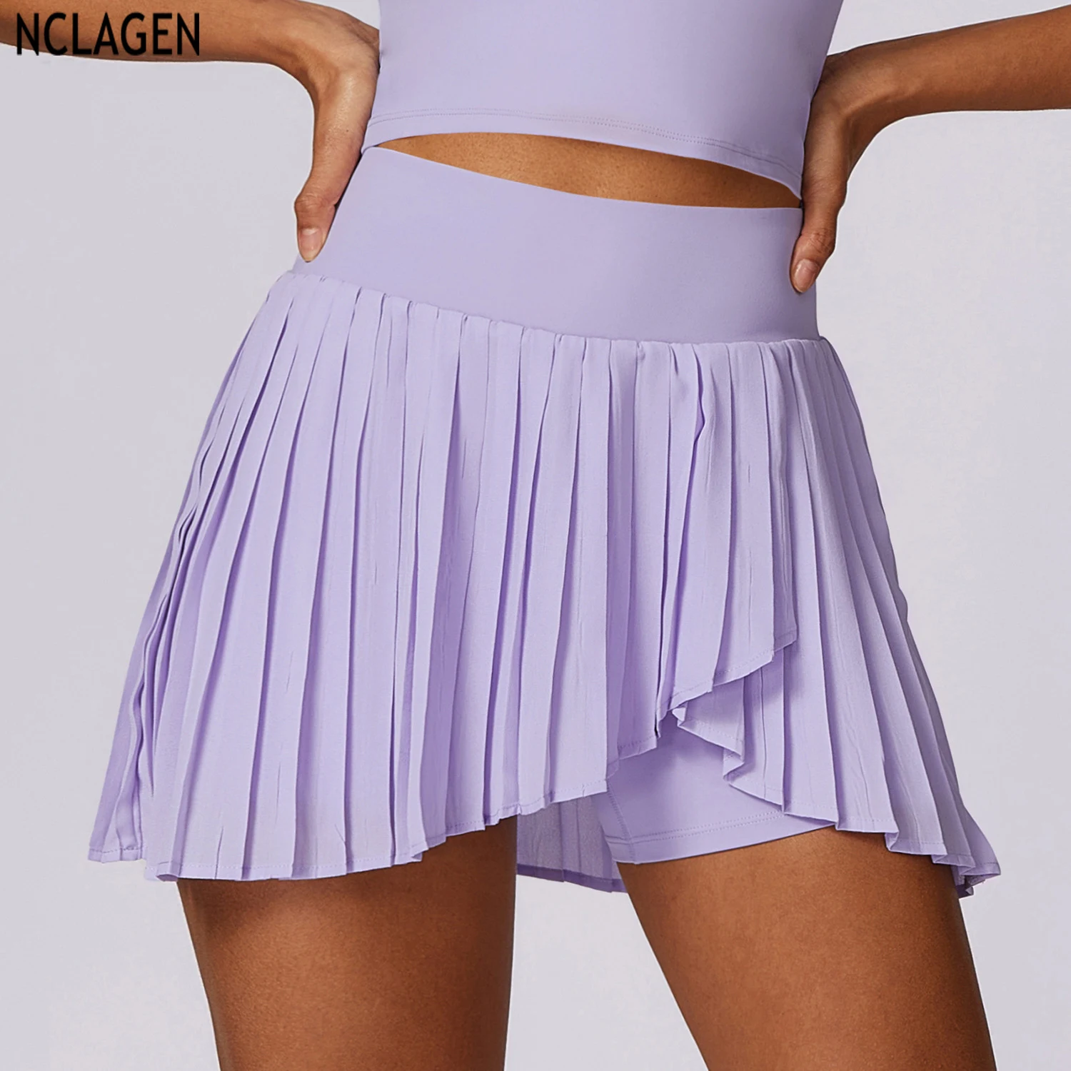 Sports Skirt NCLAGEN Women's Tennis Skirts With Pocket Shorts Gym Golf Running Pleated Pantskirt High Waist Yoga Skort