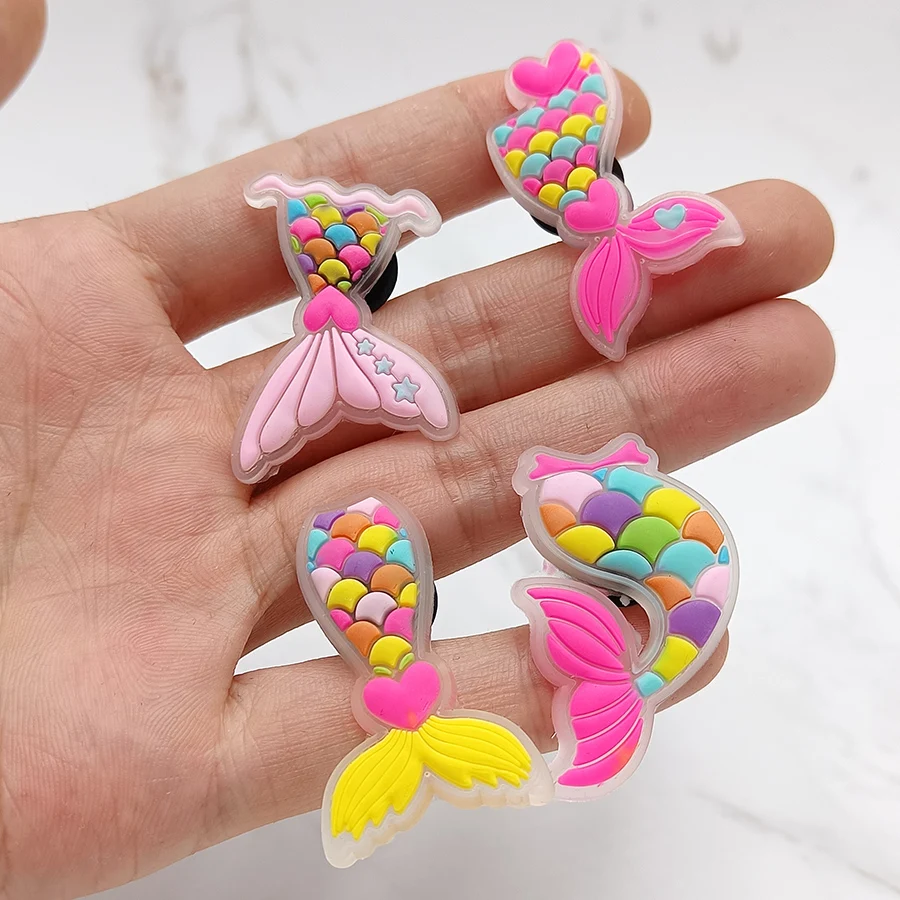Transparent Design PVC Shoe Charms Accessories Funny DIY Fish Tail
