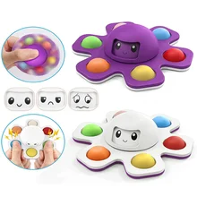 

Silicone Interactive Flip Change Faces Spinner Fidget Toy Push Bubble Hand Finger Autism Stress Relief Anti-Stress Keychain Gift