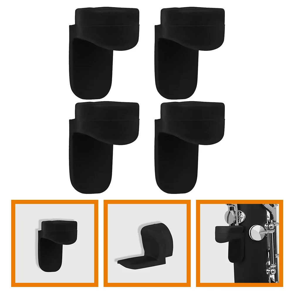 4 Pcs Rest Mat Clarinet Round Color Long Handle Thumb Pad (black) *4pcs Instruments Retro Flute Stand Silica