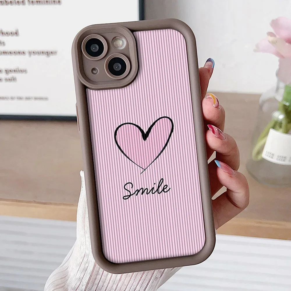 Pink Love Heart Wrist Chain Lanyard Phone Case Cover