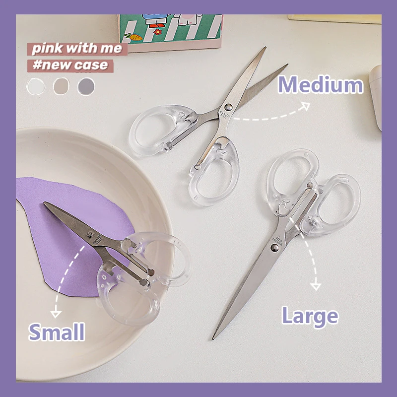 1Pc INS Style Transparent Scissors Cutting Scissors Scrapbooking Journal Material Cutter Student School Office Supplies 1pc sticky post creative tea room girl notebook ins girl heart paste n times post student message notepad office school supplies