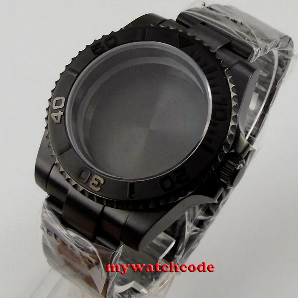 Cassa Dell'Orologio Pvd Nero Vetro Zaffiro 40Mm Misura Nh35 Nh36 Skx 4R35 7S26 Eta2824