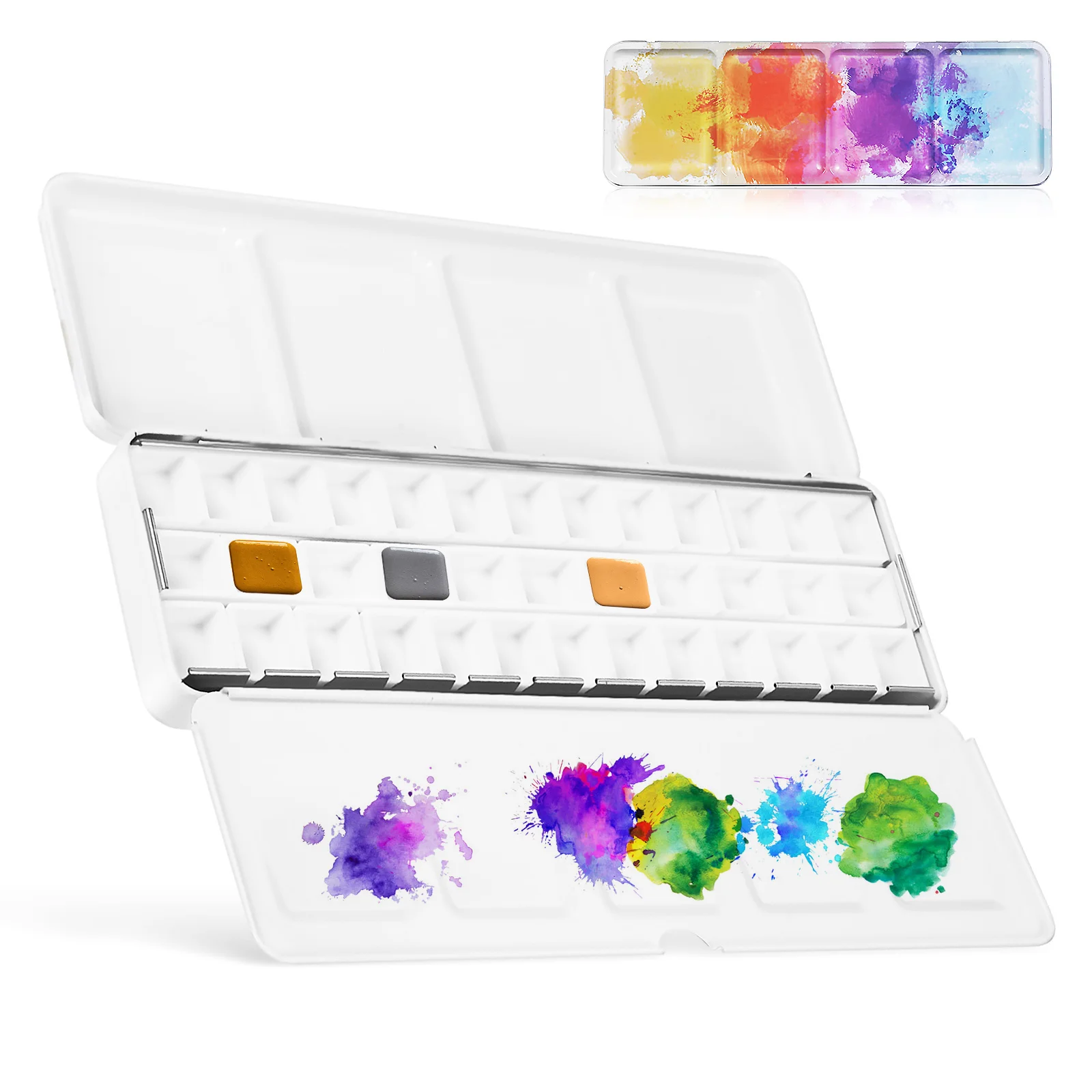 

Color Palette Empty Watercolor Mini Paint Palettes Pallet Tray Mixing Painting Pigment Case With Lid Trays