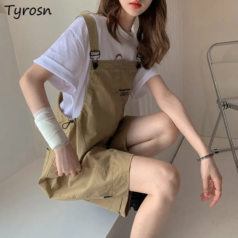 

Rompers Women Loose All-match Streetwear Stylish Simple Letter Summer Embroidery Retro Classic Daily Harajuku Colleges Leisure