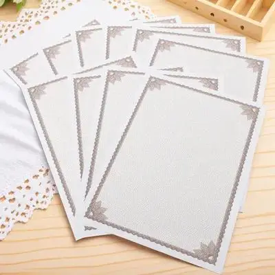 10Pcs A4 빈 증명서 용지 인쇄 가능 쓰기 가능 명예 증명서 내부 용지 학교 사무실 졸업장 상