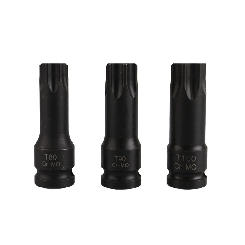 

3 PCS Of 1/2 T80 T90 T100 Hexagonal Torx Socket Tool Set Pneumatic Wrench Fittings Durable