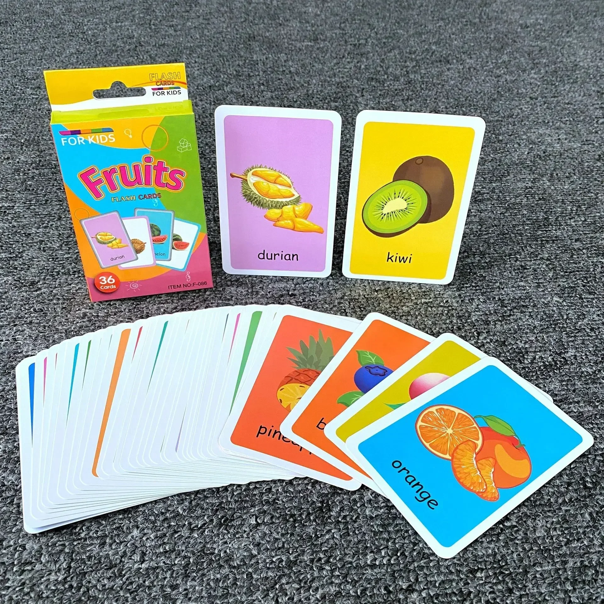 36pcs Children Cognition Cards Body Parts Animal Fruits Double Side Flashcards Montessori Baby Kids Early Educational Toys Gifts 2