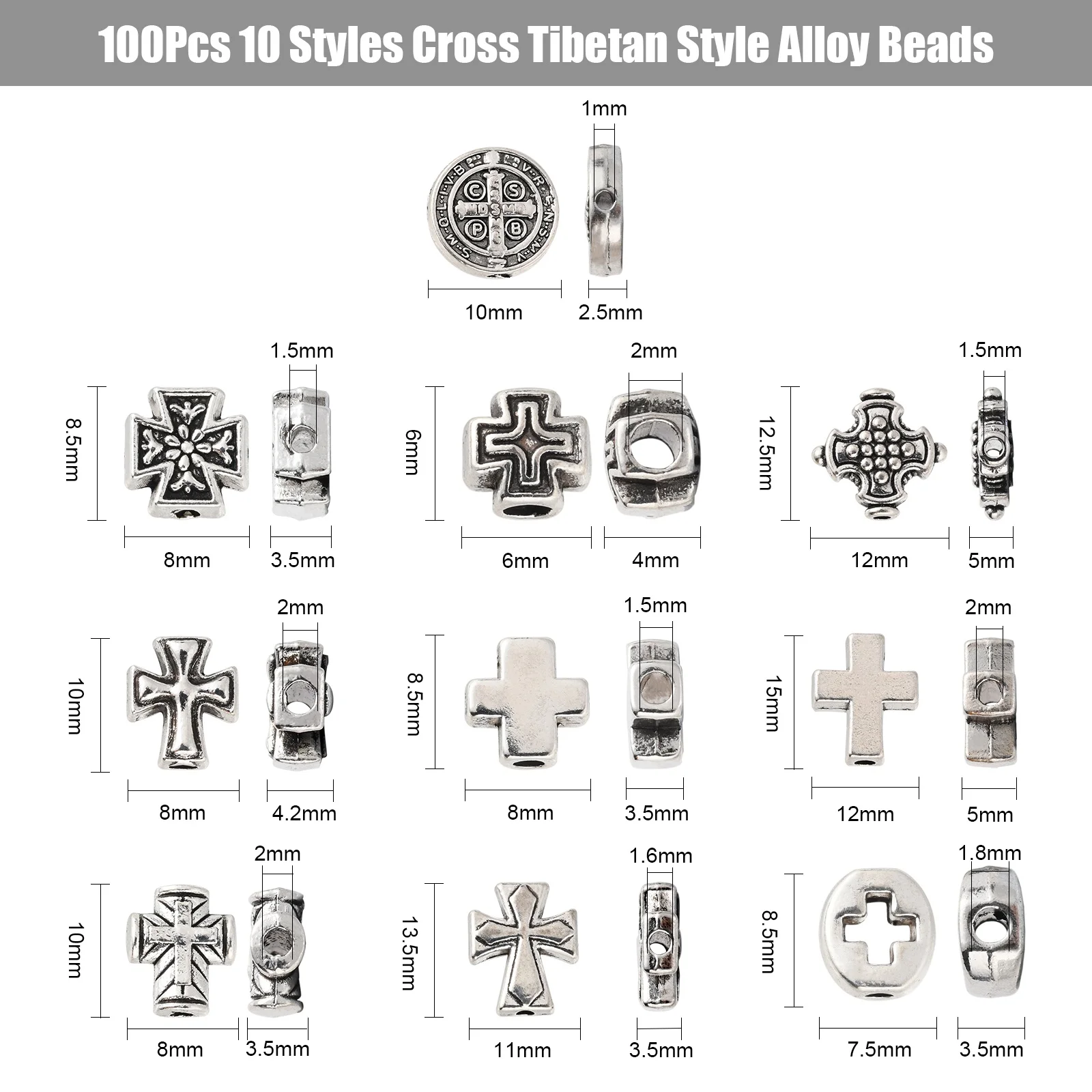 PH PandaHall 60pcs Perline Europee In Lega Di Zinco Tibetana - Foto 7