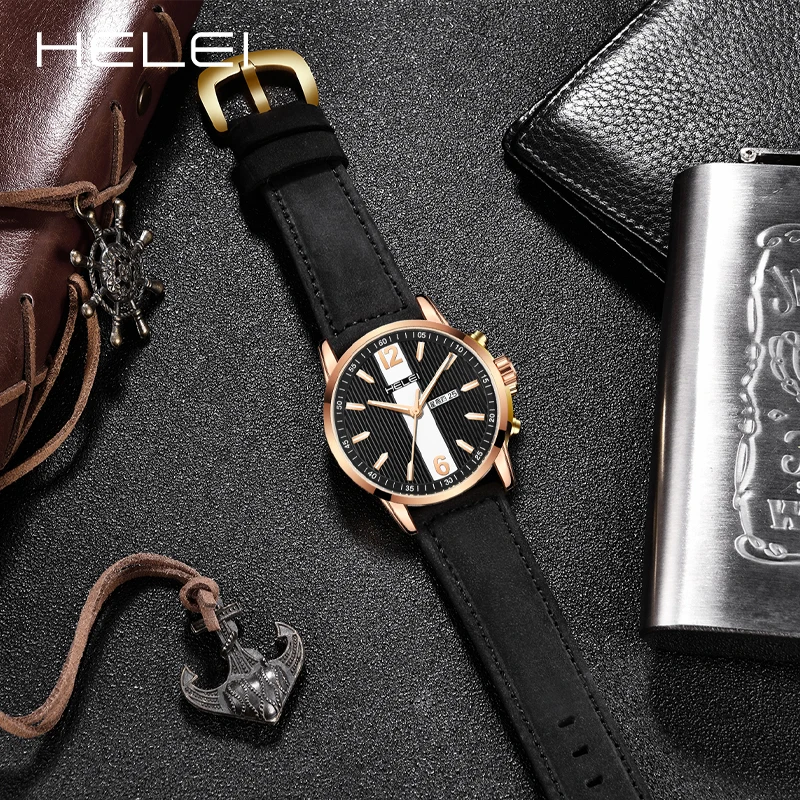 HELEI Hot Model 2024 Fashion Popular KHAKI FIELD Wild Series Multifunction Quartz Movement Men's Quartz Watch Men's Watches helei new simple and fashionable khaki field wild series multi function quartz movement 2024 men s quartz watch men s watches