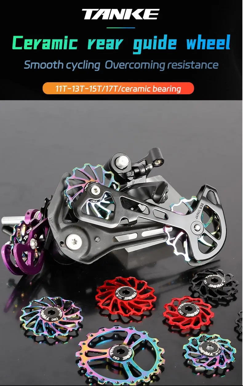 TANKE MTB Fahrrad Schaltwerk Jockey Rad Keramik Lager Pulley AL7075 CNC Rennrad Guide Roller Idler 11T 13T 15T 17T – Detail 1