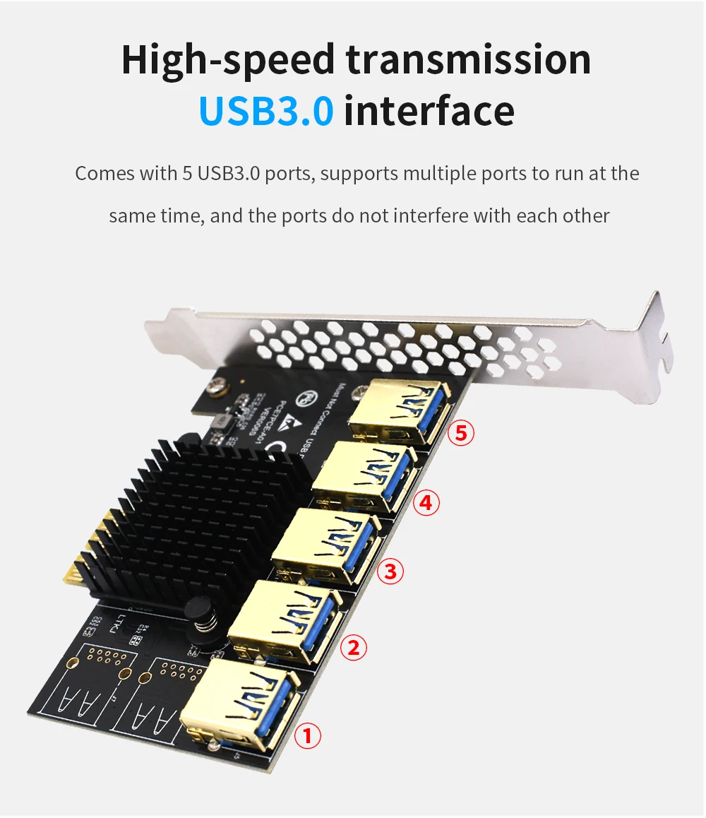 TSIHRIC PCIE 1 to 4/5/6 Pci Express Multiplier USB3.0 Extender Pci Express 1x 16x Card Slot Riser 009s 010 For Bitcoin Mining data cable types