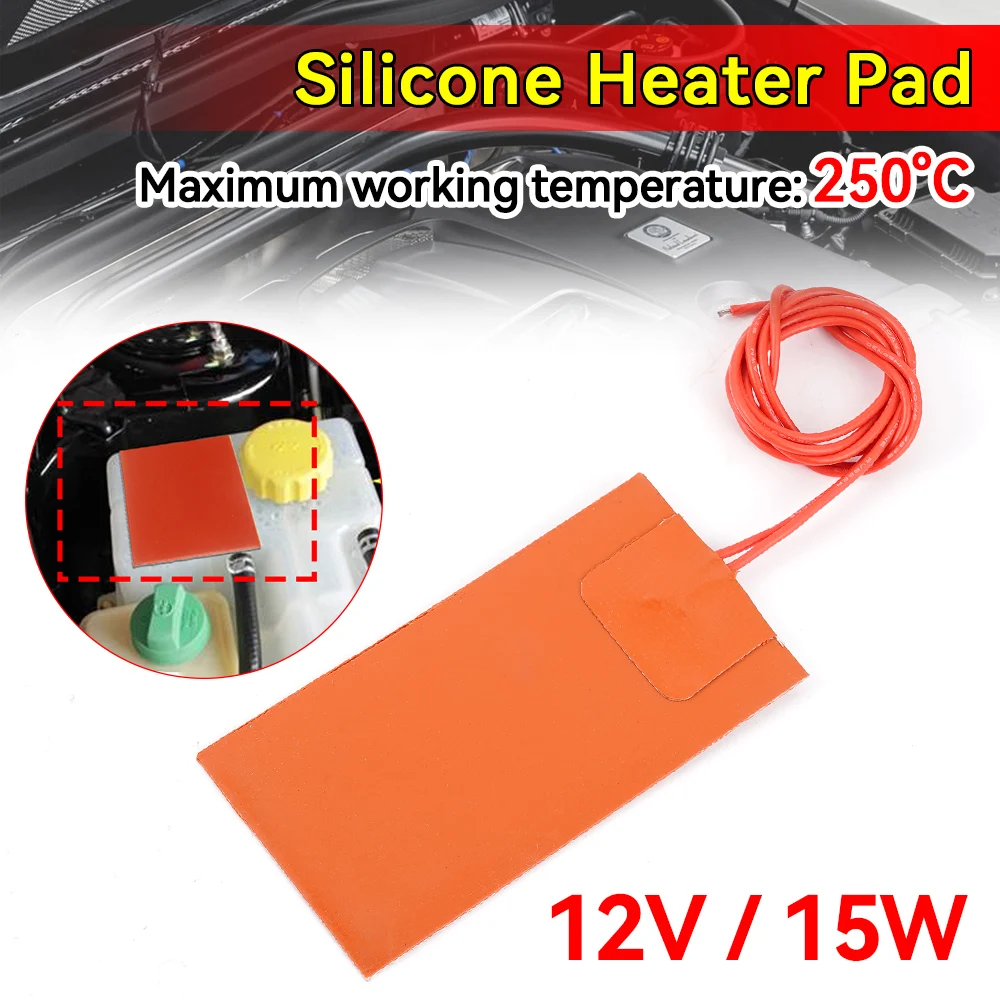 12V 15W Car Fuel Heater Mini Silicone Pad Heater 5x10CM Car Fuel Engine Tool Heating Pad Heated Waterproof Mat Accessories heater pad