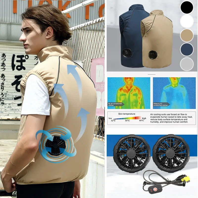 Cooling Vest Men Summer Air Conditioning Clothing Fan USB Charging Cooling Sport Outdoor