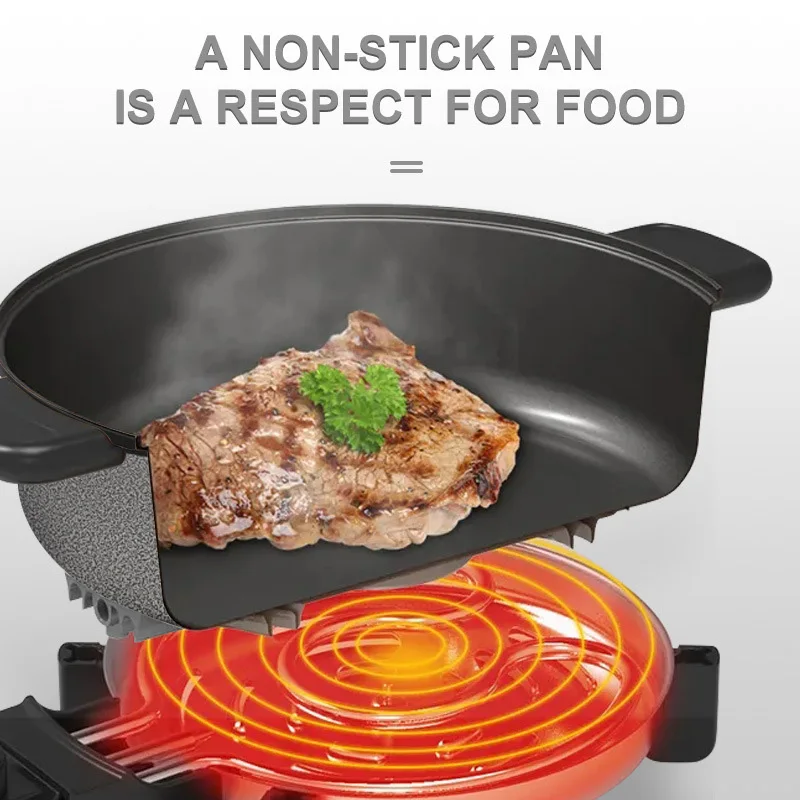 Skillet Nonstick Multifunctiona Electric Hot Pot Frying Baking Pan Grills Pizza Maker Machine Food Warmer Kitchen Appliances