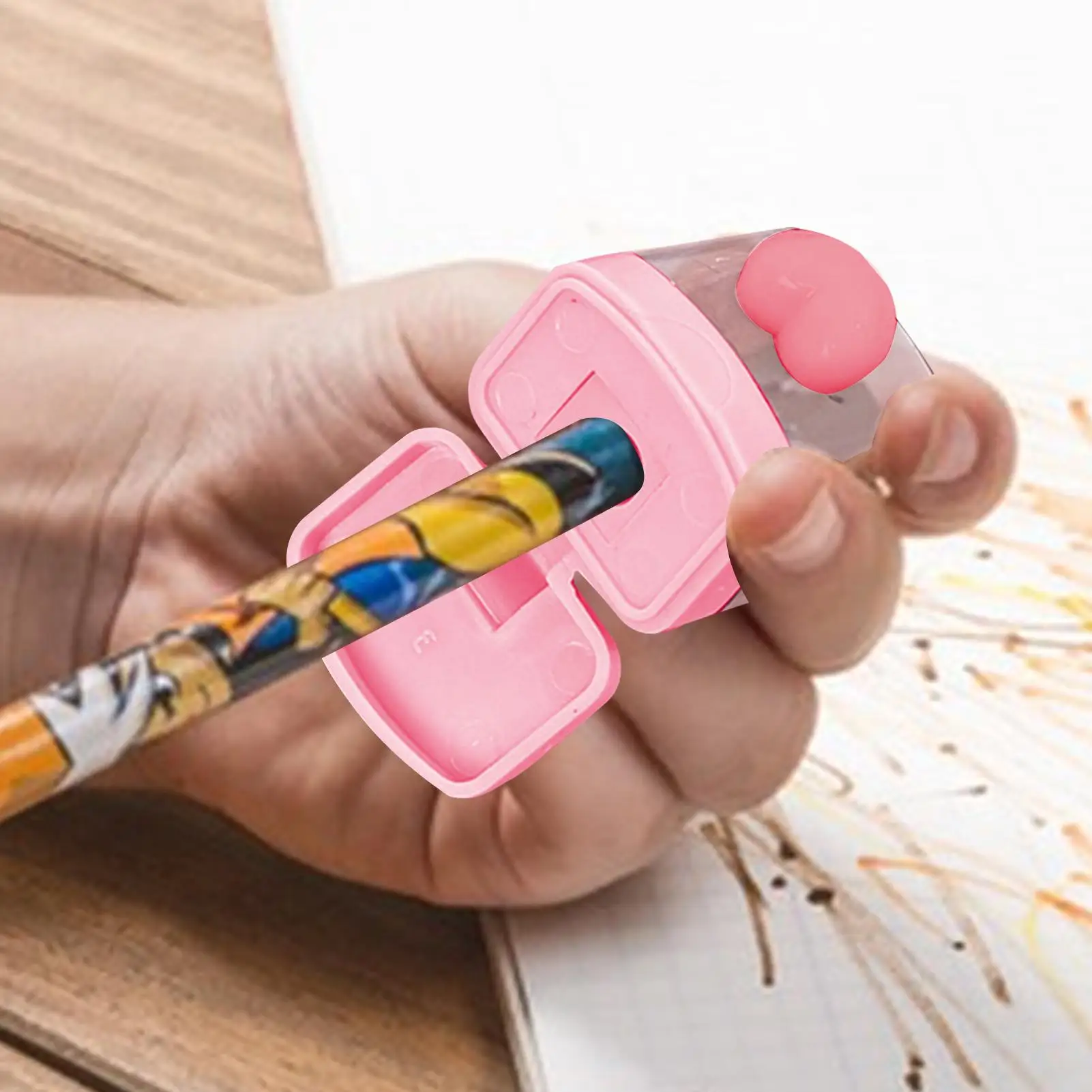 뚜껑이 있는 이중 구멍 연필깎이 교실 및 가정용 휴대용 색연필 및 일반 연필용 샤프너