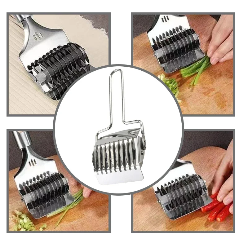 Household Manual Stainless Steel Noodle Cutter Machine Instant Dough Garlic Ginger Roller Cut Knife Makers Kitchen Pasta Tools