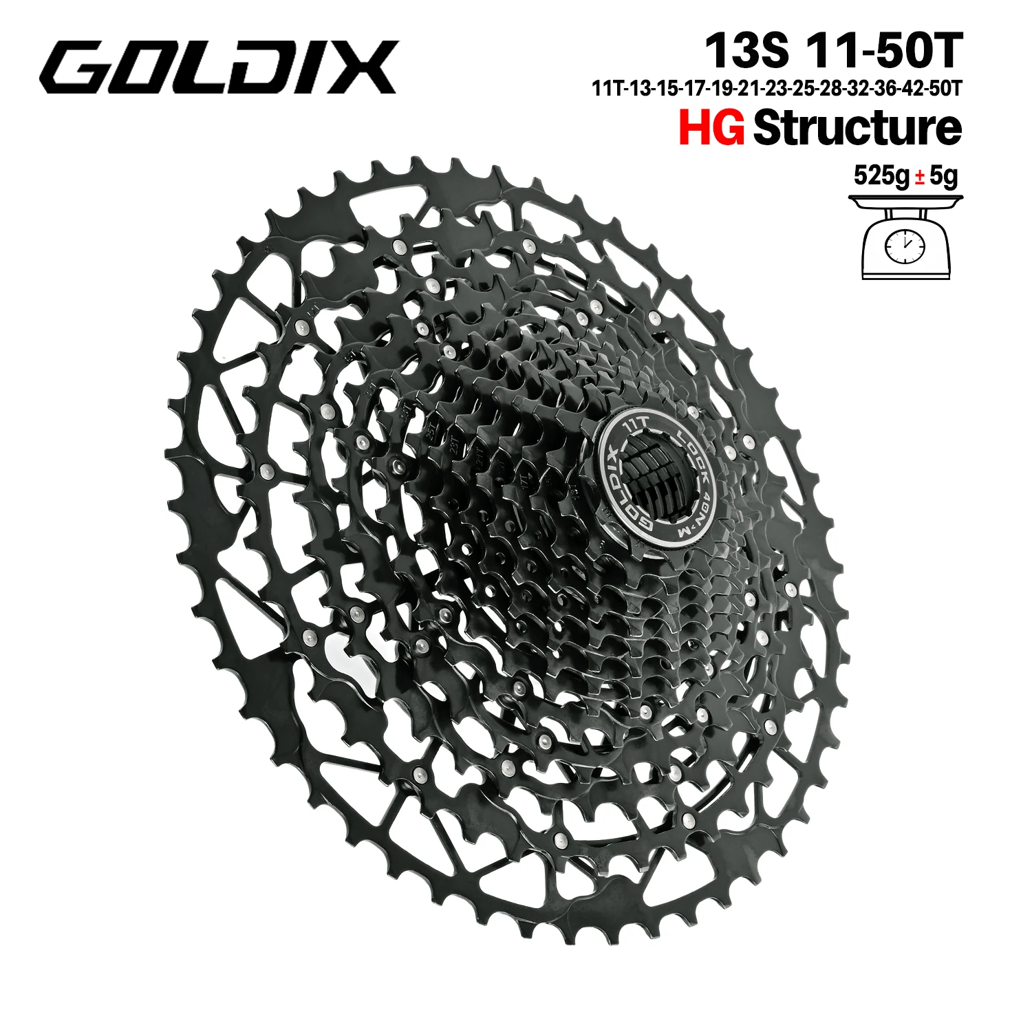 GOLDIX 13 Speed Ultralight Bicycle Cassette MTB Freewheel Carbon
