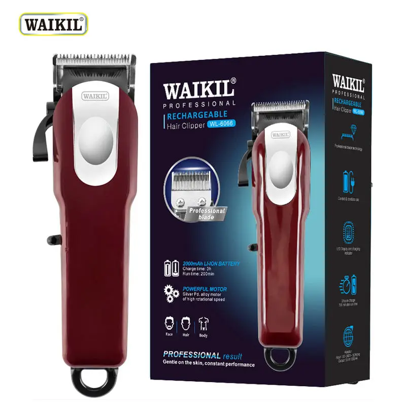 WAIKIL professional electric hair clipper multifunctional oil head carving machine rechargeable retro Barber styling tool 6