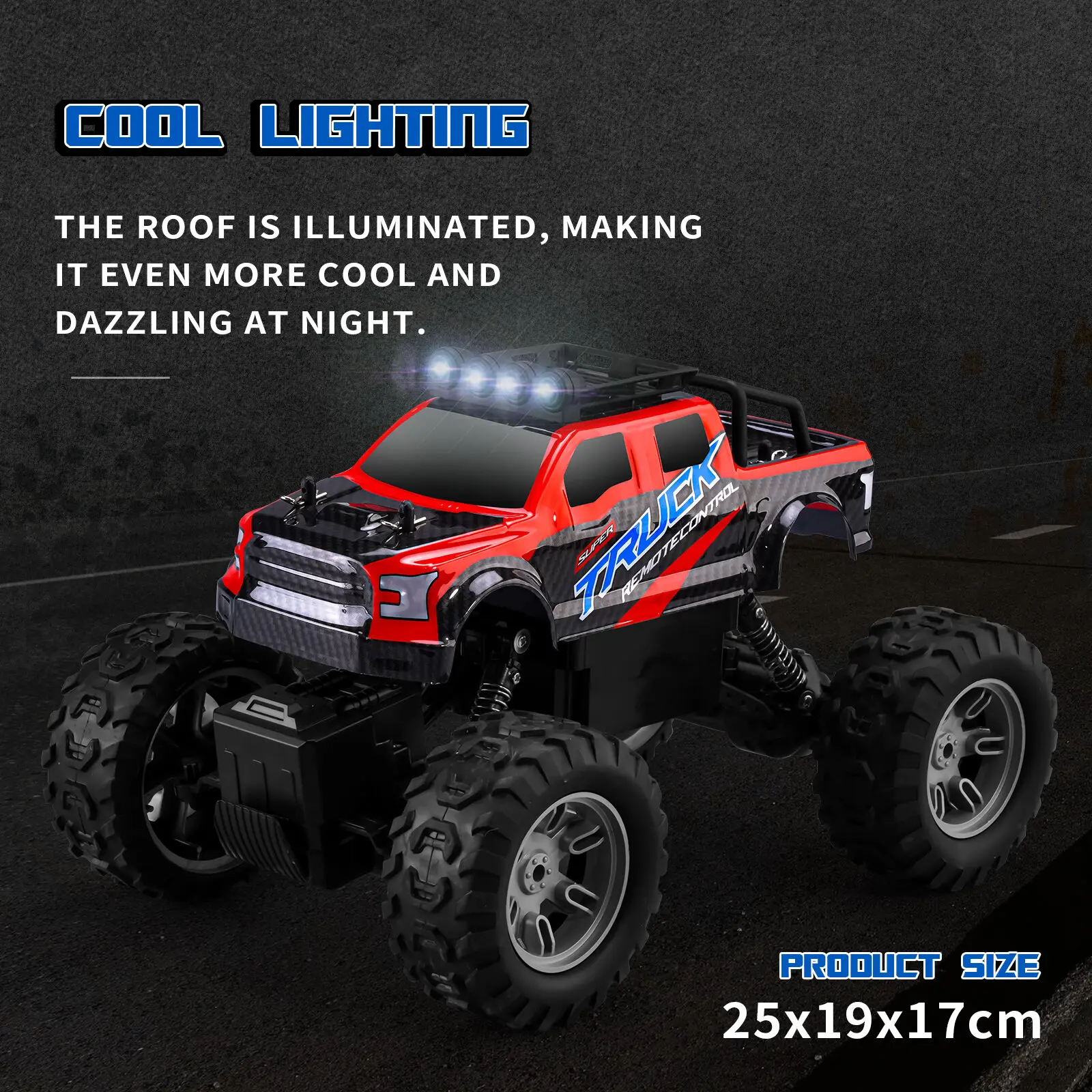 JJRC Q178 RC Bigfoot 2.4GHz 4WD RC 1:16 Off-Road Monster Truck All Terrain Climbing Off-Road Vehicle LED Headlights Toy Gift 4