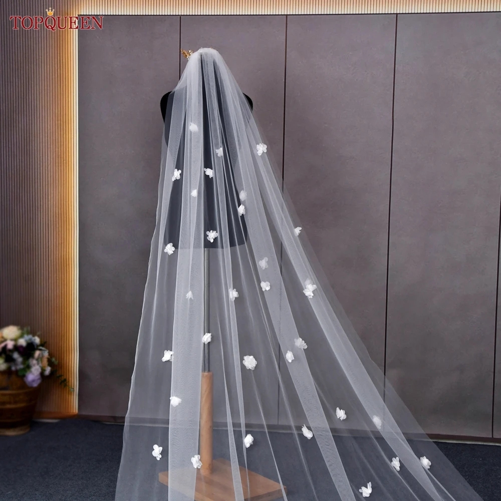 Bridal Veil,Wedding Veil with 3d Flowers