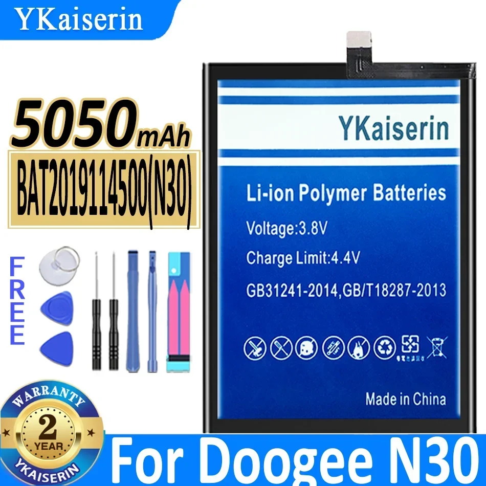 

YKaiserin Replacement Battery BAT2019114500 (N30) 5050mAh For Doogee N30 N 30 Bateria + Free Tools