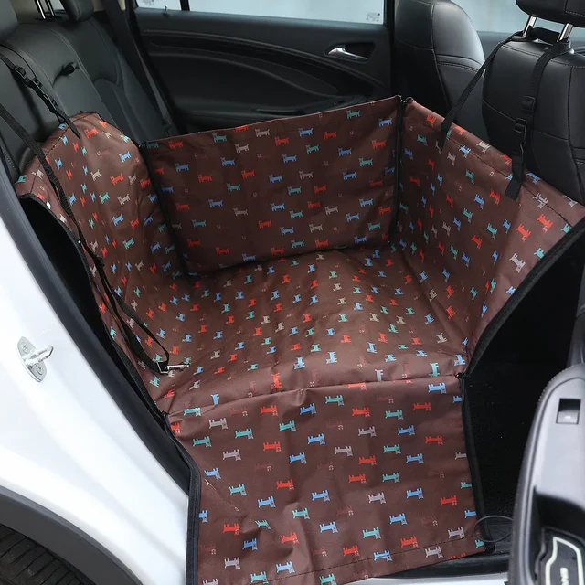 Foldable Dog Car Seat Cover Hanging Bag with Zipper Scratch & Hair Resistant Pet Back Seat Carriers Protector for Cars Truck SUV 3