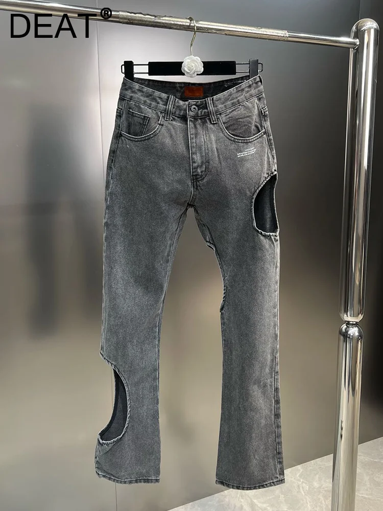 

Fashion Personalized Hollowed-out Designer Jeans Women Streetwear High Waist Straight Denim Pants 2023 Spring New 11XX1882