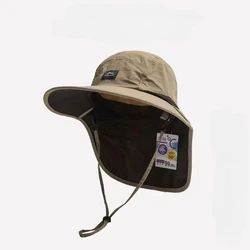Unisex Summer Waterproof Quick-Dry Wide Brim Sun Hat with Neck Flap (Green)