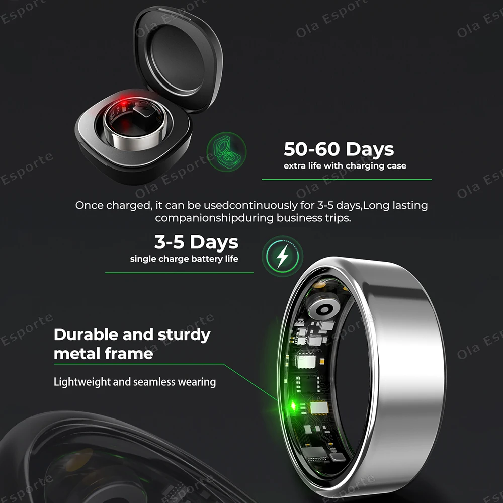 2025 New Smart Ring Men Women, Heart Rate and Blood Oxygen Monitor Smartring IP68 & 5ATM Waterproof, Multi-sport Mode 4