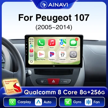 Radio para coche Ainavi para Peugeot 107 Aygo Citroen C1 2005-2014 Android 13 CarPlay inalámbrico Linux Android Auto Touch 2 Din GPS HDMI OUT Screen 1