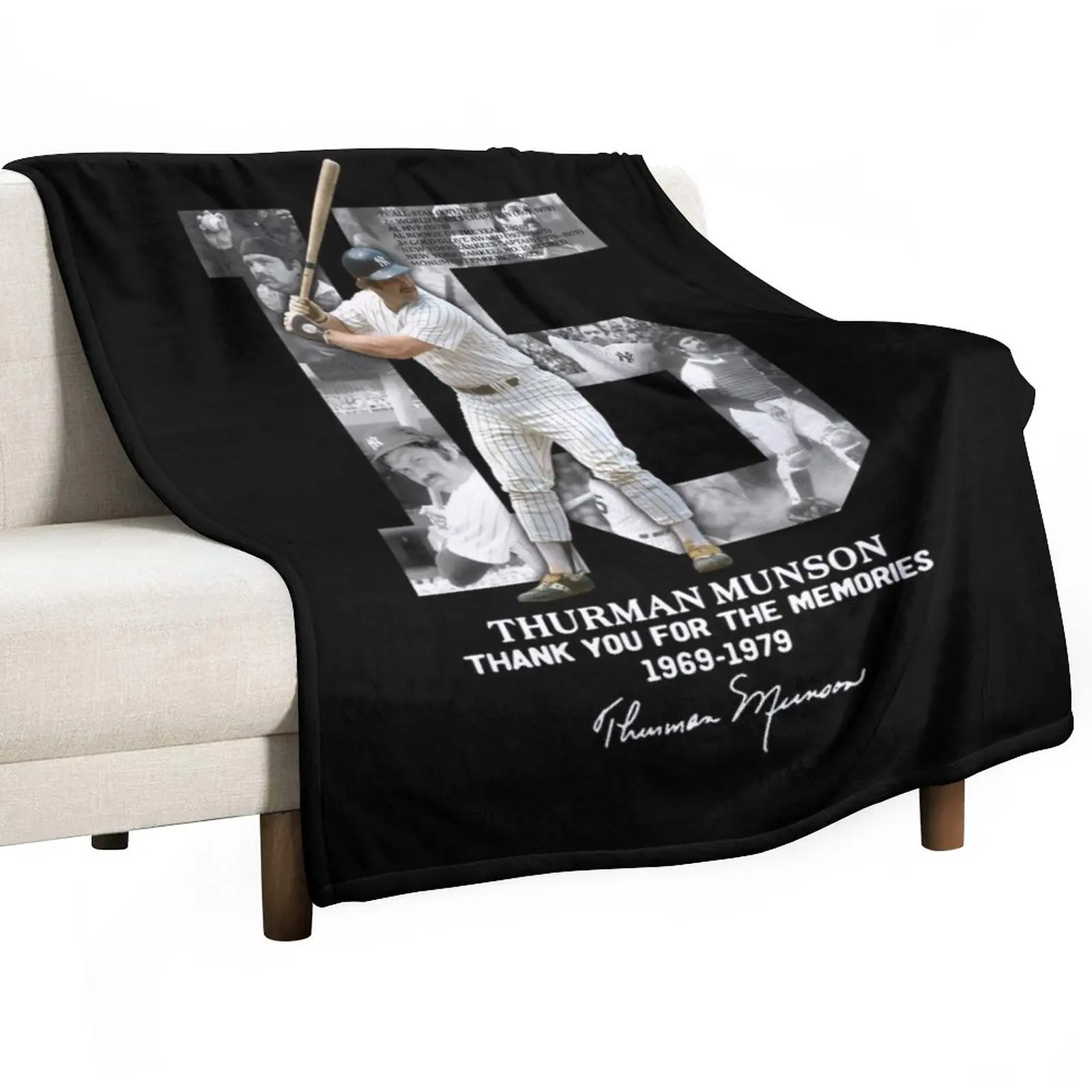 

Thurman Munson Thank You For The Memories 1969 1979 Throw Blanket Luxury Thicken Luxury Designer christmas gifts Blankets