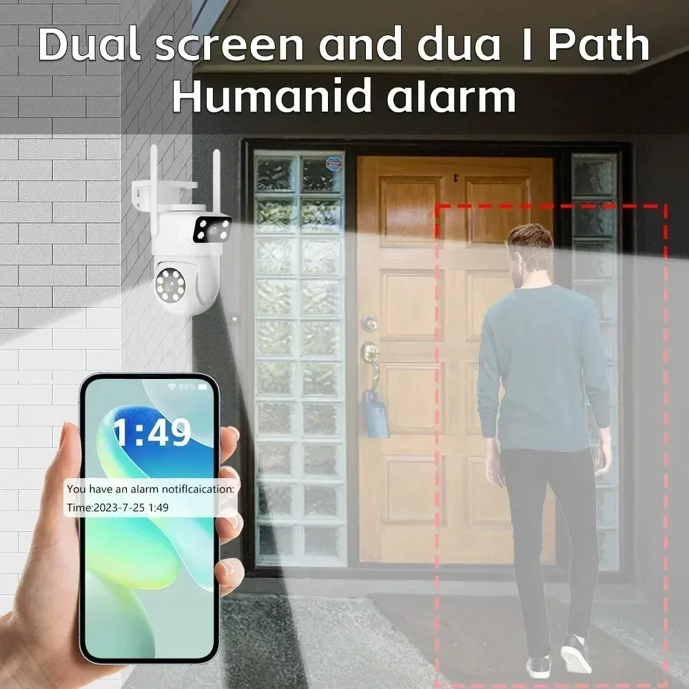 4K 8MP Tuya Dual Lens WIFI Camera PTZ Outdoor Dual Screen Ai Human Auto Tracking Security Camera Surveillance with 3