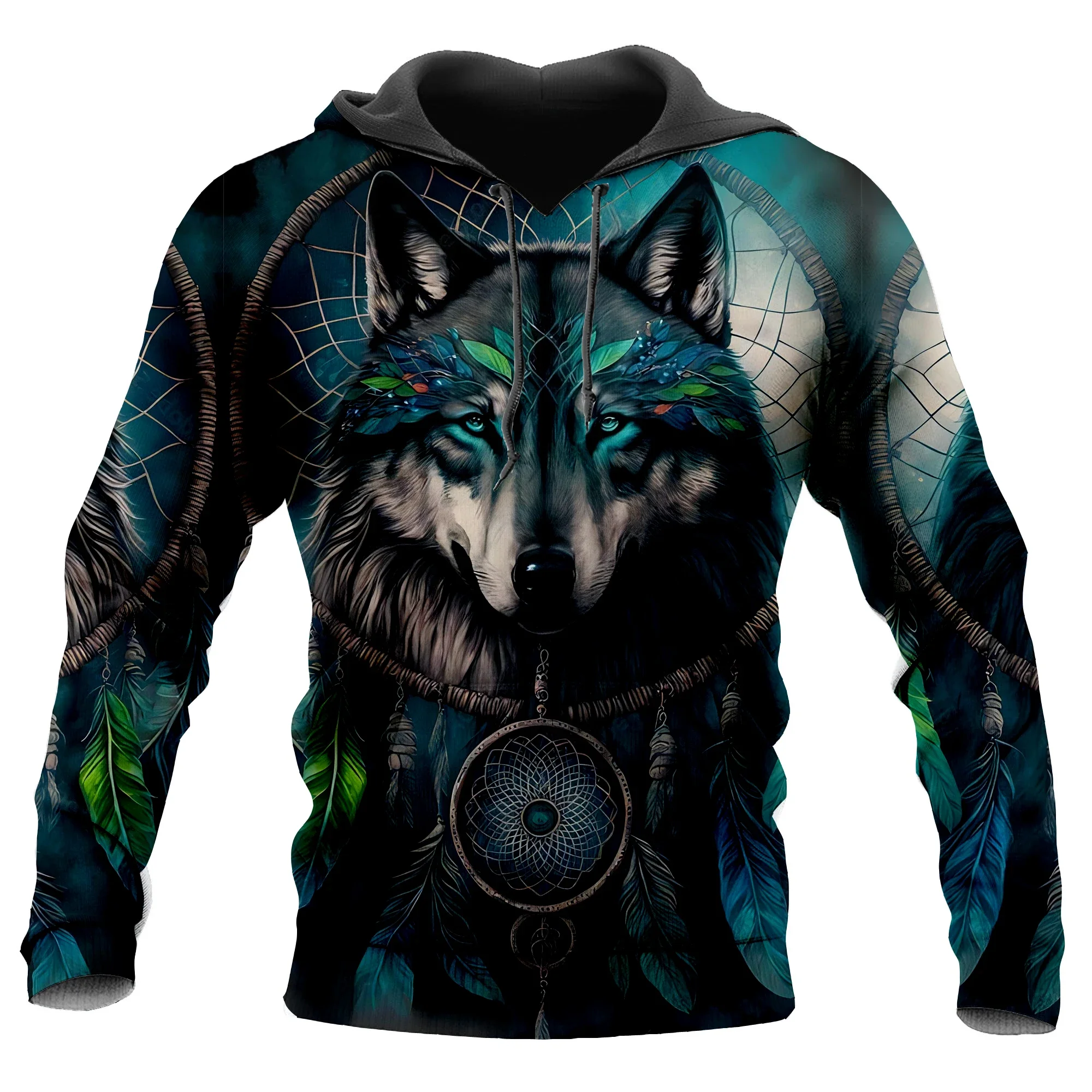 

Native Wolf Dream Catcher - Two Wolves 3D Print Hoodie Man Female Pullover Sweatshirt Hooded Jacket Jersey Coat Tracksuits-4