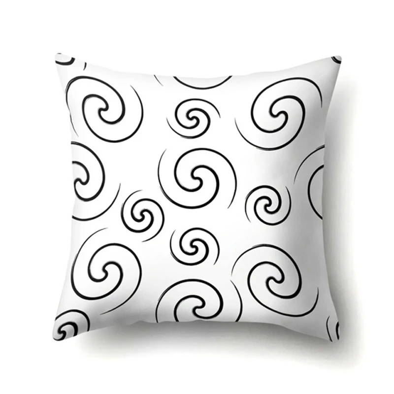 2022 Black White Geometric Wave Dots Polyester Cushion Cover Throw Pillow Car Sofa Bed Decorative Pillowcase Home Decor 45x45CM lounge chair cushions Cushions