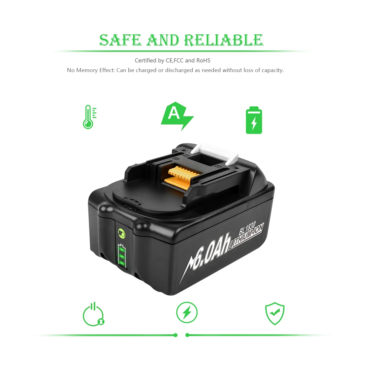 Rechargeable Lithium Battery 18V 3.0/4.0/6.0/9.0Ah For Makita BL1830-BL1840