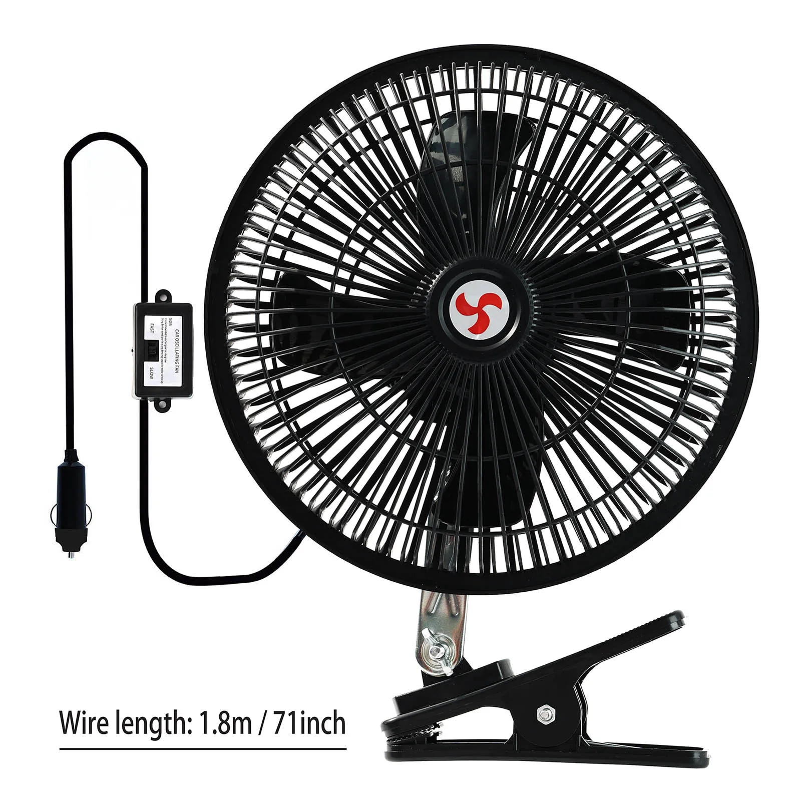 12V 8'' Summer Portable 360 Rotatable Car Cooling Oscillating Fan Ceiling Travel Adjustable Clip On Auto Electric Fan Cooler For Electric Fan Car Fan