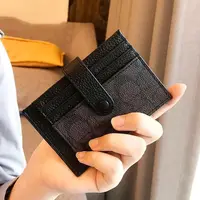 Porte-cartes ultra-fin de style monogramme, mini-portefeuille court à rabat pour femmes, appliques, porte-cartes et porte-carte d'identité, porte-cartes de crédit 5