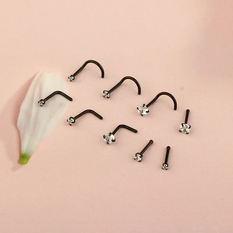 100Pcs 20G Stainless Steel Nose Ring Hypoallergenic L-Shaped Studs for Men and Women Stylish Nose Piercing Jewelry Golden Screw