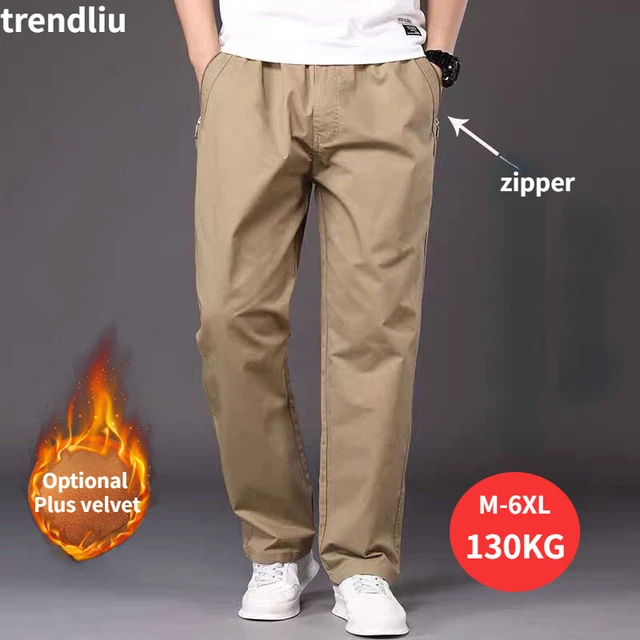 Men Fleece Lined Baggy Cargo Pants Wide Legs Trousers Hip Hop Loose Thick  Casual