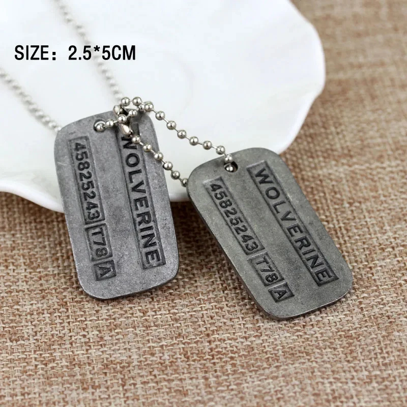Cosplay Necklace X-Men Wolverine Cosplay Props James Howlett Superhero Wolverine Military Card Necklace Claws Accessories for Halloween Costumes