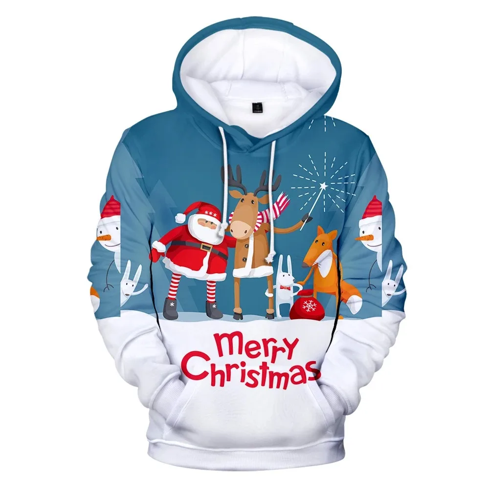 New arrival 3d printed happy christmas hoodies men women sweater pullovers autumn hip hop hoodie hooded boys girls casual workou