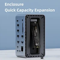Hagibis USB C Docking Station with Dual HDMI-compatible M.2 SSD Enclosure Ethernet 100W PD USB Hub SD/TF for Laptop Macbook Pro 2