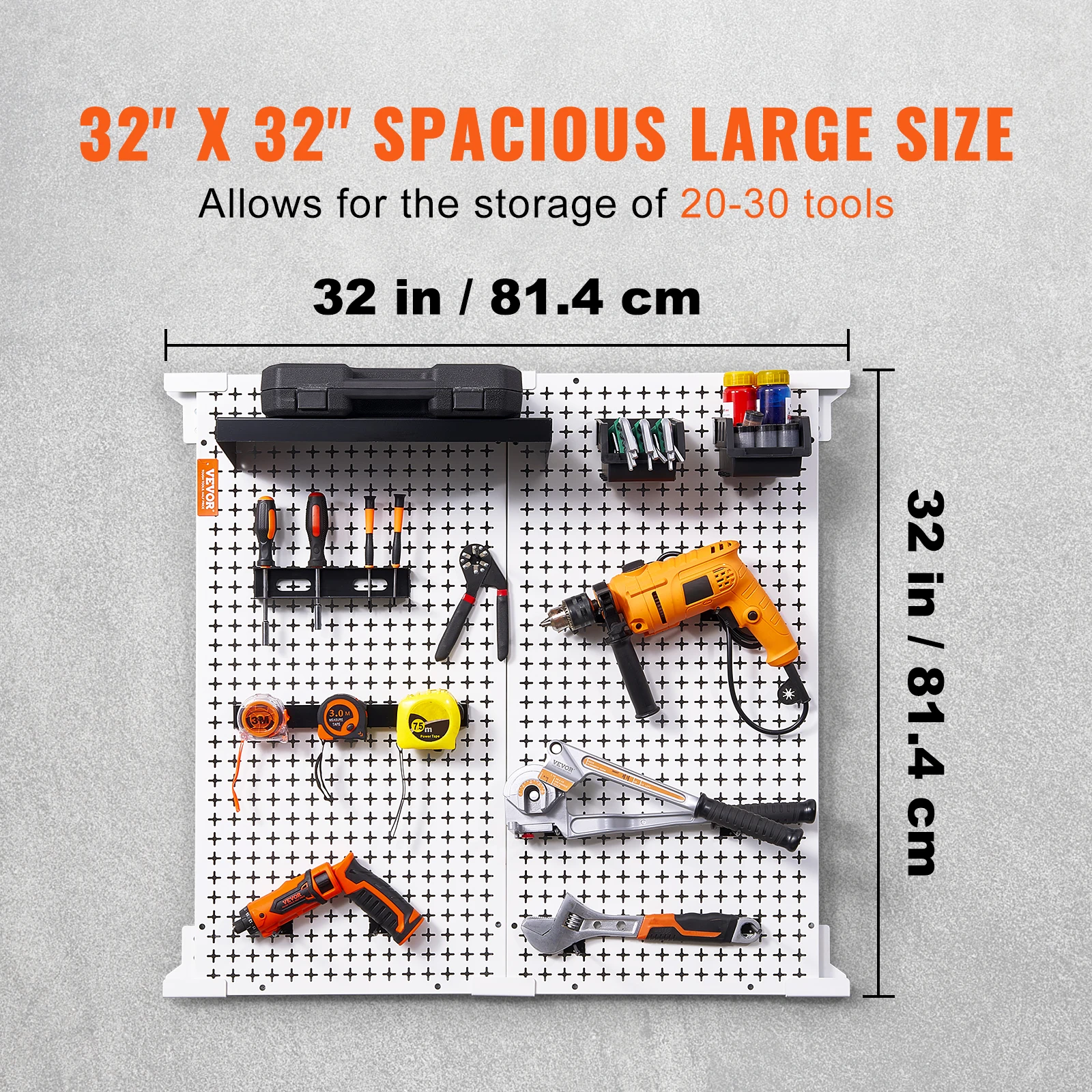 VEVOR Wall-Mounted Hardware Tool Hanging Board Parts Storage Box Garage Workshop Rack with Hooks Screw Wrench Display Shelf 4